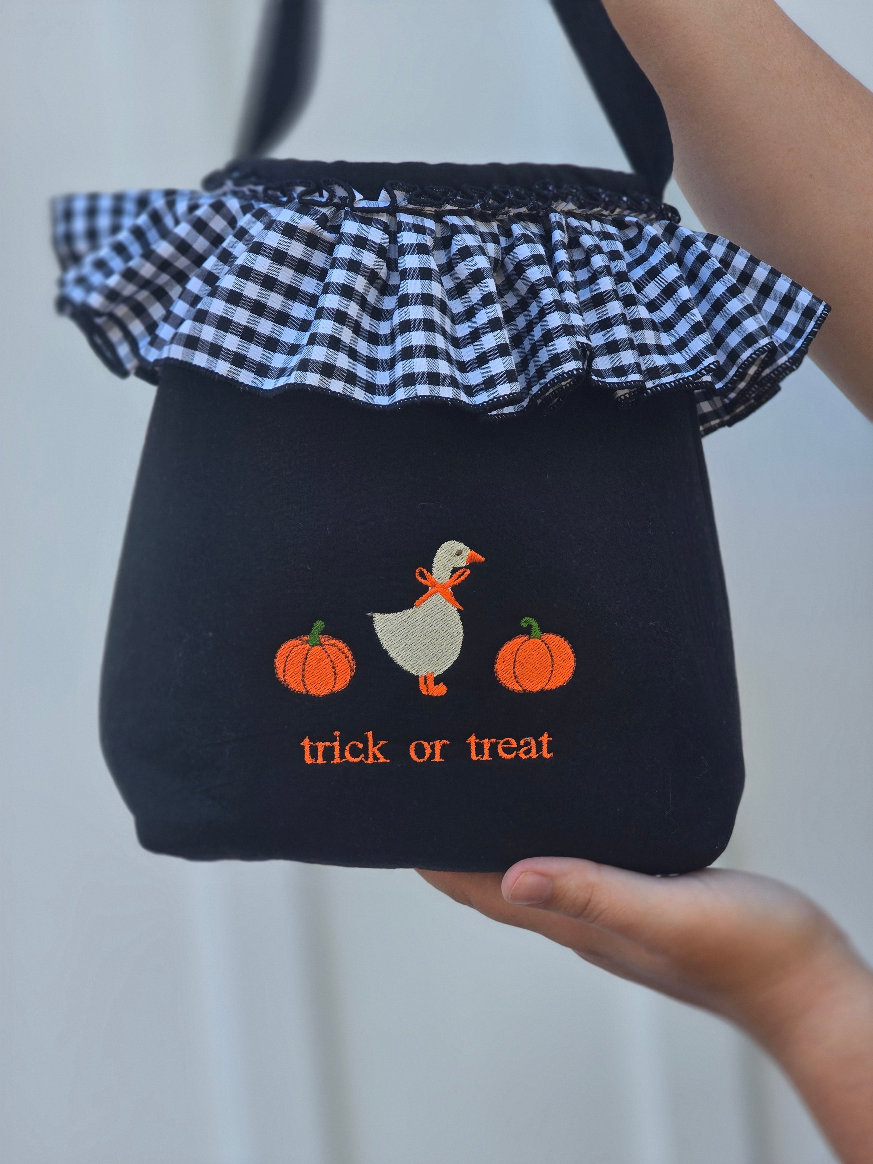 Ruffled Goose & Pumpkin Halloween Bag