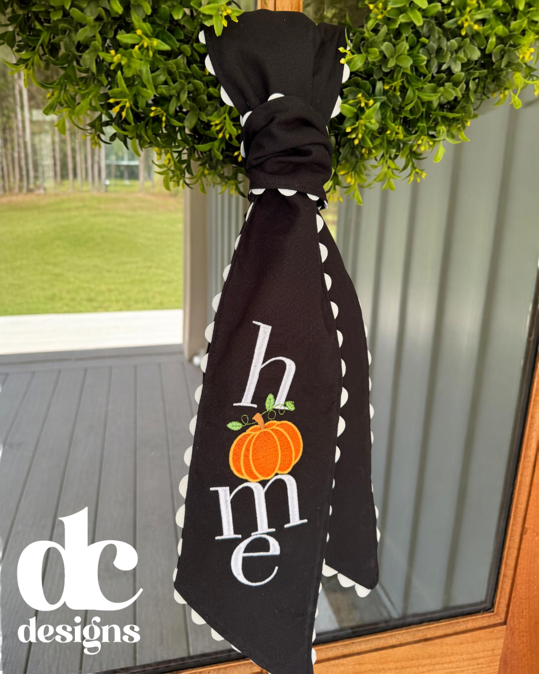 Home Pumpkin Ric Rac Wreath Sash