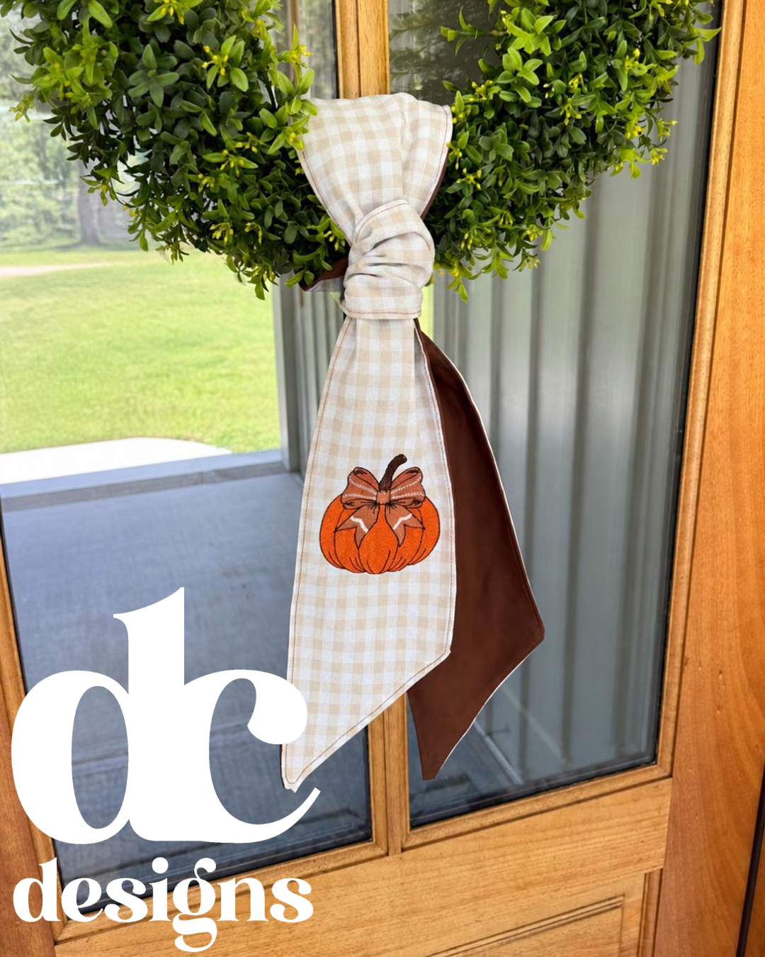 Football Bow Pumpkin Wreath Sash